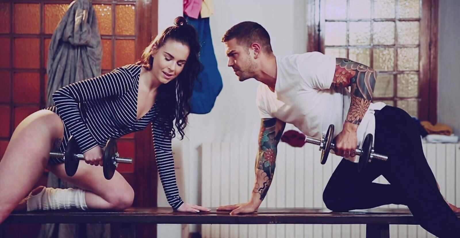 Brunette Amber Nevada enjoys while sucking man's dick