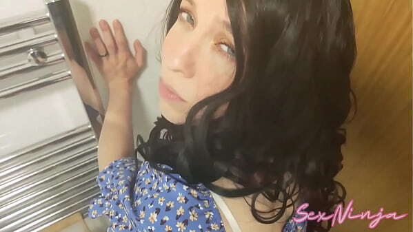 Cheating Wife getting banged bathroom while husband arrives back from work