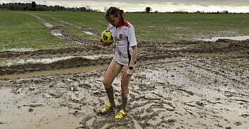 Muddy Football Practise then threw off my shorts and knickers (WAM)