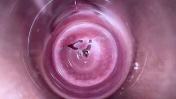 Camera deep inside teen creamy vagina