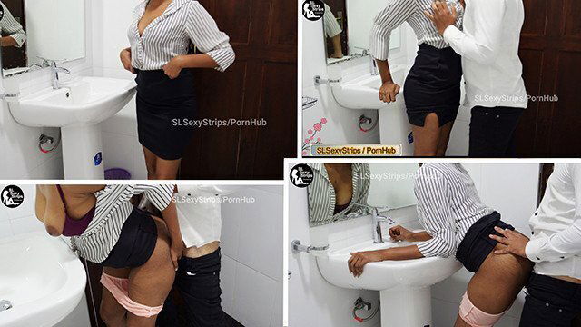 ඔෆිස් බොස් වොෂ්රූම් රිංගුවා Lankan Office Boss Sneaked Into Washroom Fuck