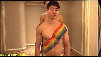 Sexy models getting painted on his pecs!