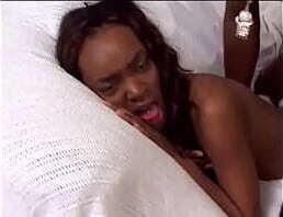 Slim dark-skinned beauty passionately fucks pose with horny then sucks dick covered