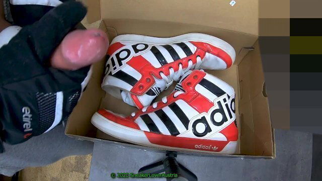 Cumshots worn Adidas Hardcourt logo