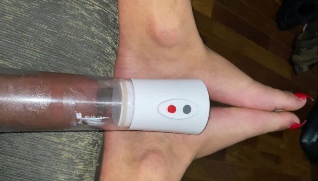 Pumping dick self fucking with long toenail claws