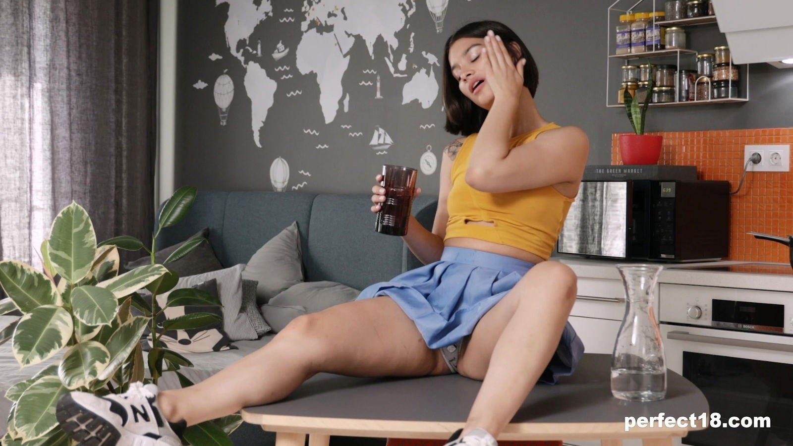 Tattooed Sasha Xray enjoys while fingering pussy