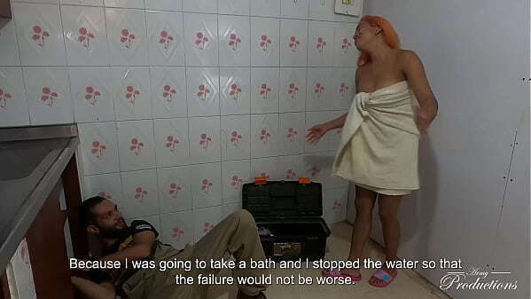 Dissatisfied wife takes advantage location with plumber fucking