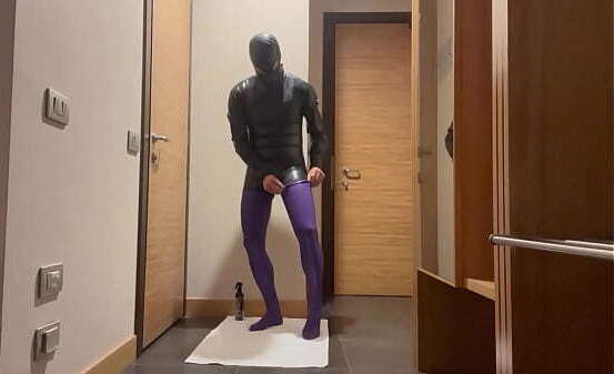 Wearing latex stockings