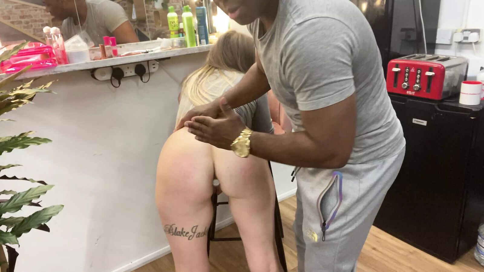 Bent over spanked with butt plug