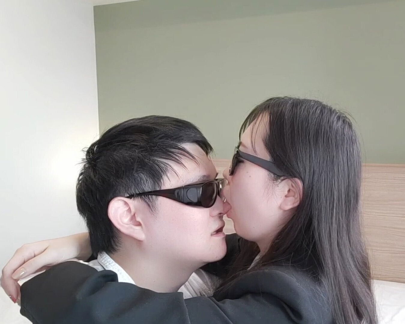 Infidelity. While having violent deep kiss with nympho female president, cums missionary position