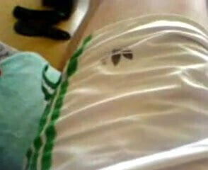 Adidas Nylon Satin Short White With Green Stripes