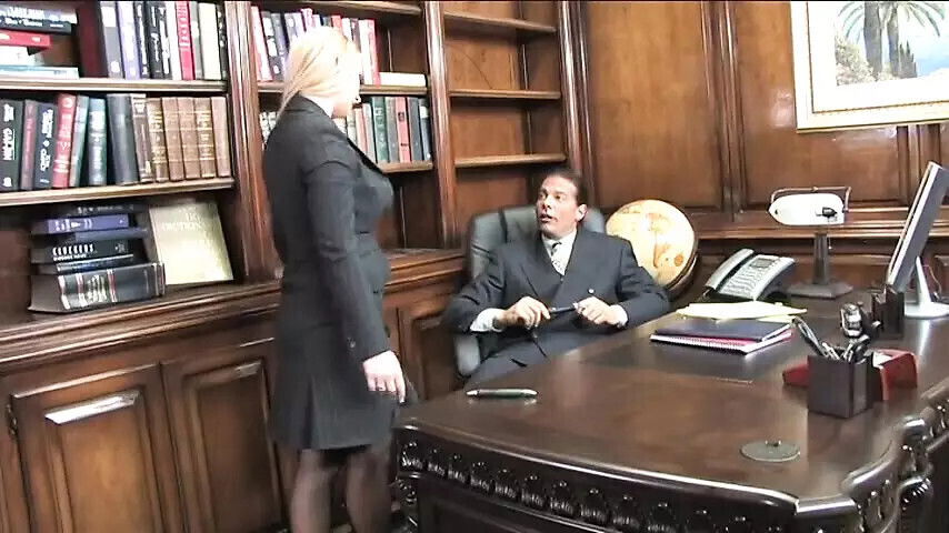 Blonde lawyer sucks boss's
