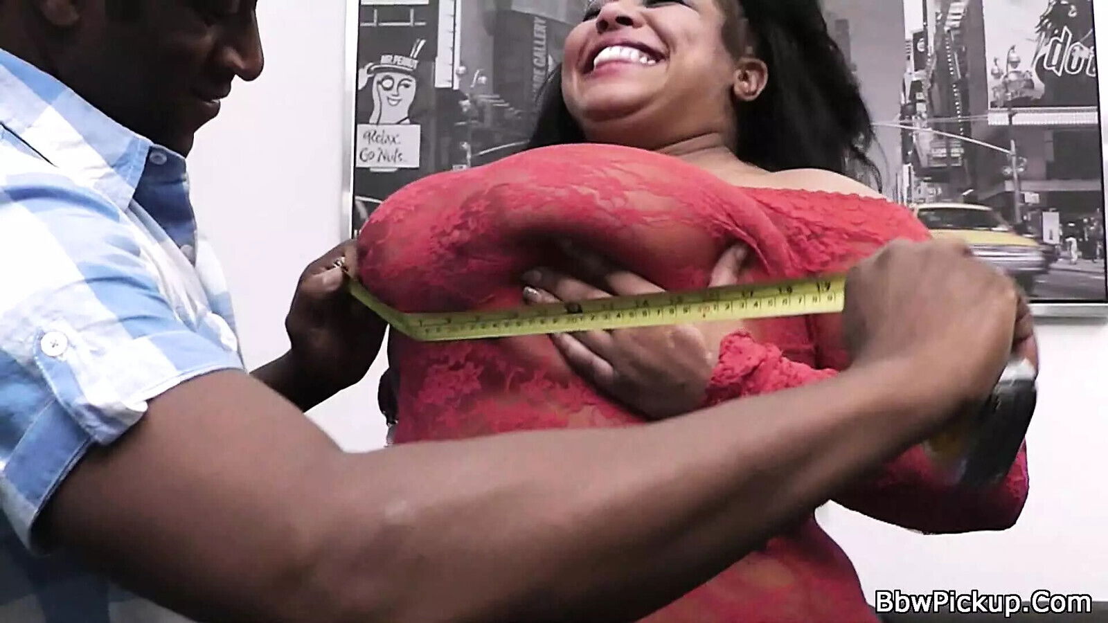 Busty huge fatty takes black dick from behind