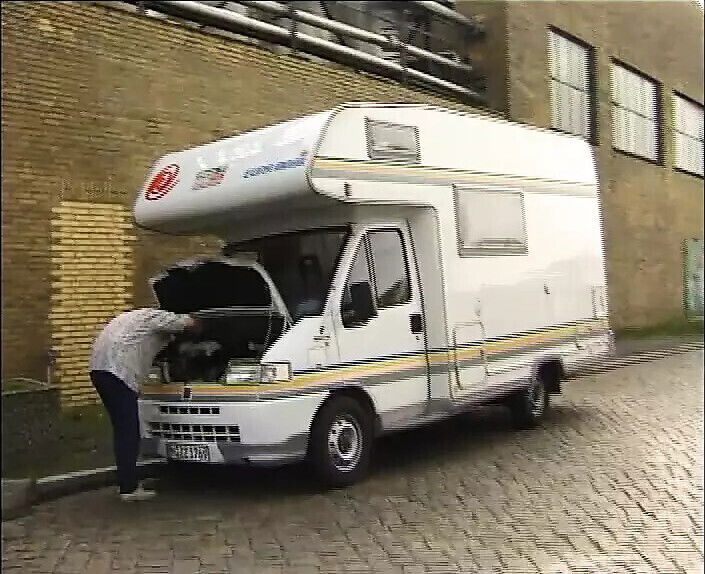 hitchhiker gets into motorhome, spread legs wants ride along