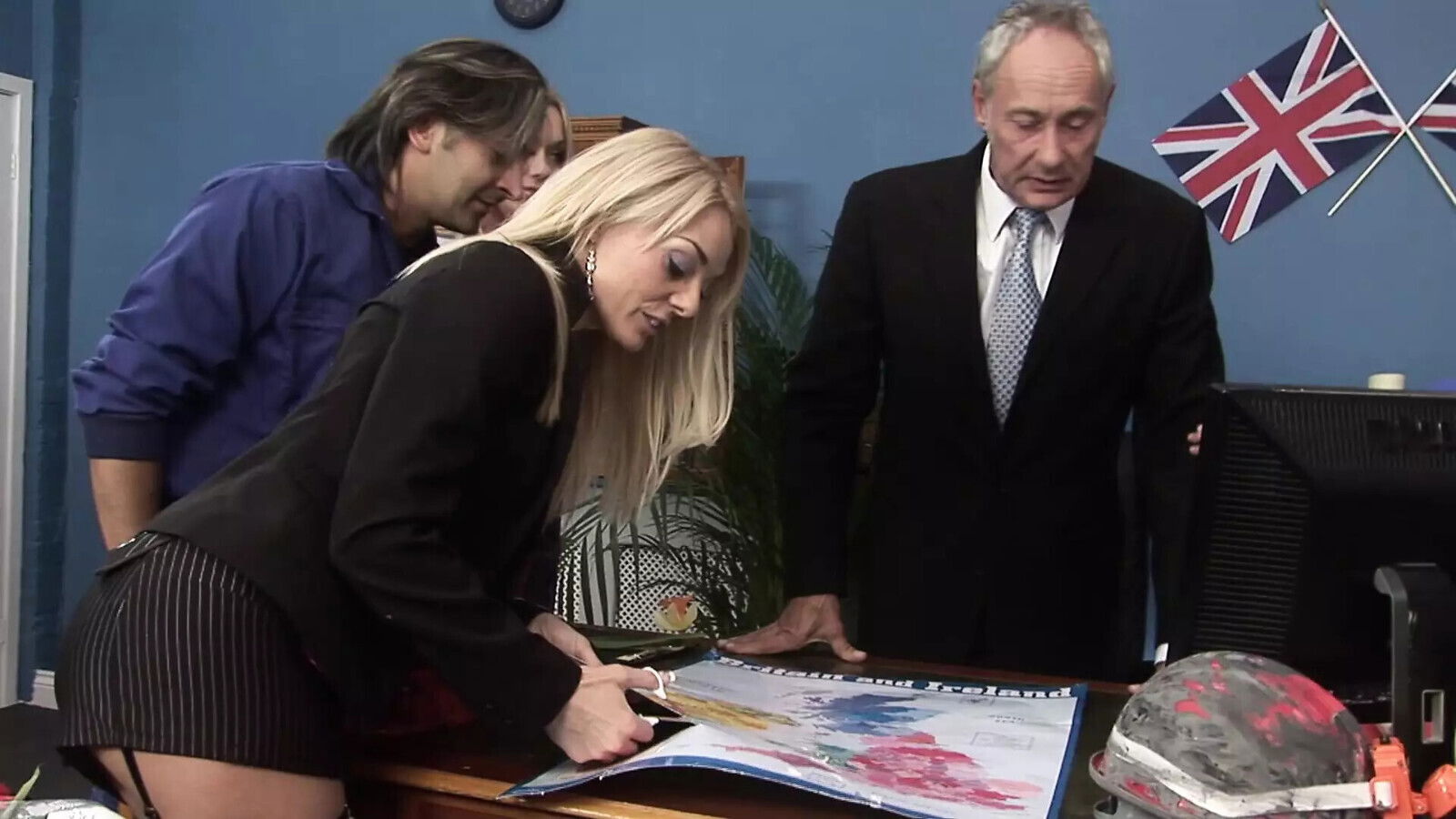 Horny Boss's Having With Three Sluts Office