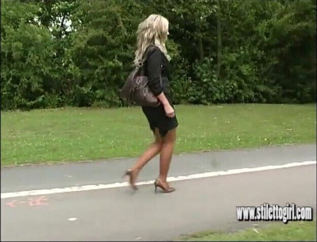 Sexy nylons heels this leggy blonde