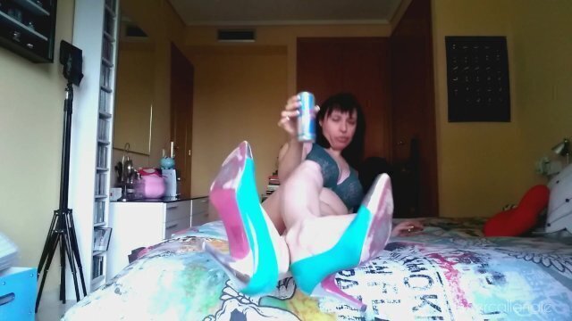 Bull Burps, Having this Energetic Drink, Bra, Thong Heels