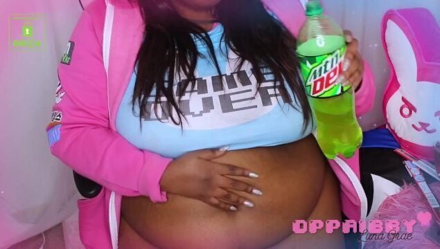 Oppaibby Chubby D.Va Mukbang Stuffing Belly Worship