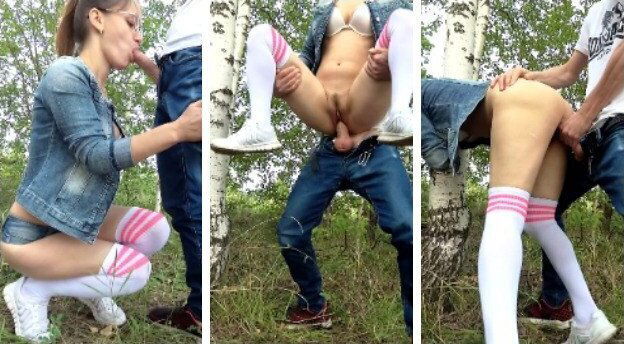 Real Amateur Public Sex with Cumshot on Tits Outdoor