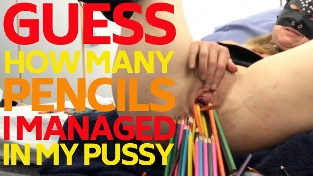 Submissive Painslut Pussy Insertions with Pencils (Queensnake tribute)