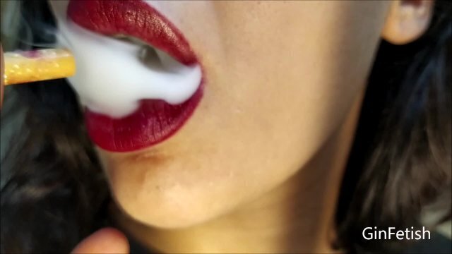 Strawberry vore, tongue and smoking fetish