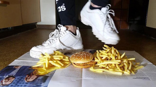 Burger Crushing with Fila Disruptor Sneaker