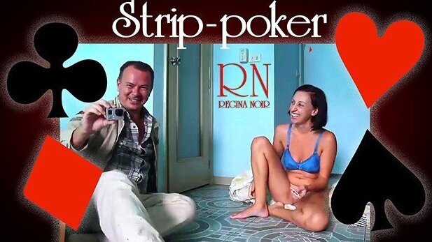 Strip-poker game. Poker to undress. Gambling striptease poker Strip cards game. A young couple decid