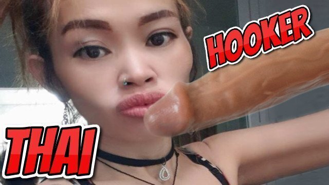 Asian Milf hooker sucking huge fake cocks POV