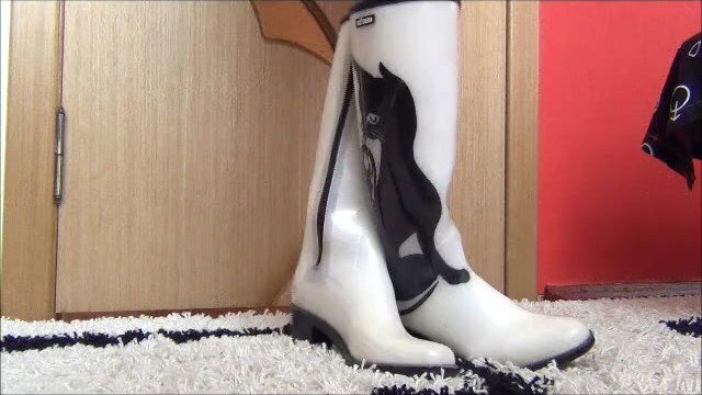 Squeaky White Rubber Boots