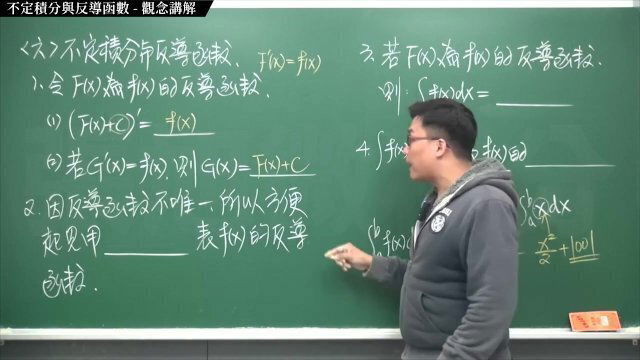 #研究生 #無碼｜張旭微積分2020版(上)｜積分前篇｜重點六：不定積分與反導函數｜觀念講解｜數學老師張旭