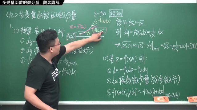 #實境秀 #持久｜張旭微積分2020版(下)｜多變數函數的微積分｜重點九：多變量函數的微分量｜觀念講解｜數學老師張旭