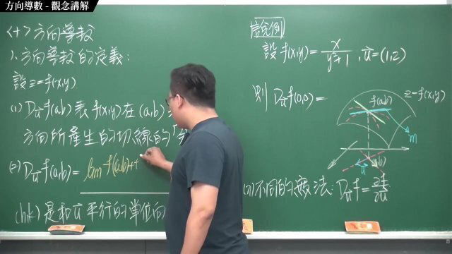 #教室｜張旭微積分2020版(下)｜多變數函數的微積分｜重點十：方向導數｜觀念講解｜數學老師張旭