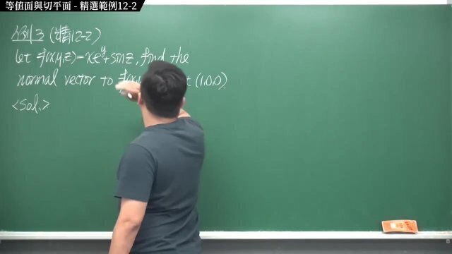 #流出｜張旭微積分2020版(下)｜多變數函數的微積分｜重點十二：等值面與切平面｜精選範例 12-2｜數學老師張旭