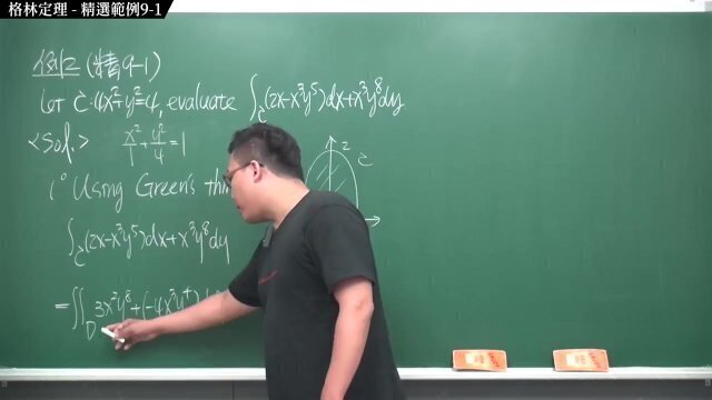 #瘋狂｜張旭微積分2020版(下)｜向量微積分｜重點九：格林定理｜精選範例9-1｜數學老師張旭