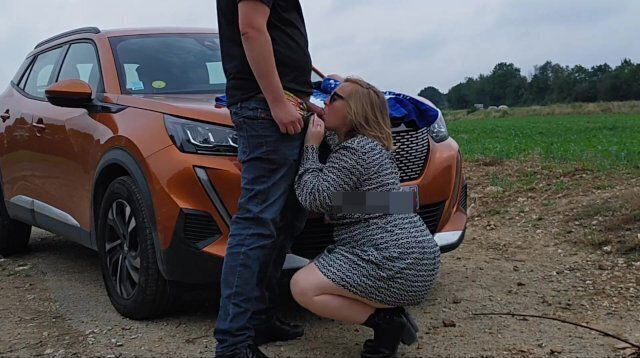 Public blowjob and anal near the highway get caught