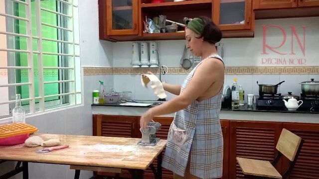 Ravioli Time! Naked Cooking. Regina Noir, nudist cook nudist hotel resort. Nude maid. Naked