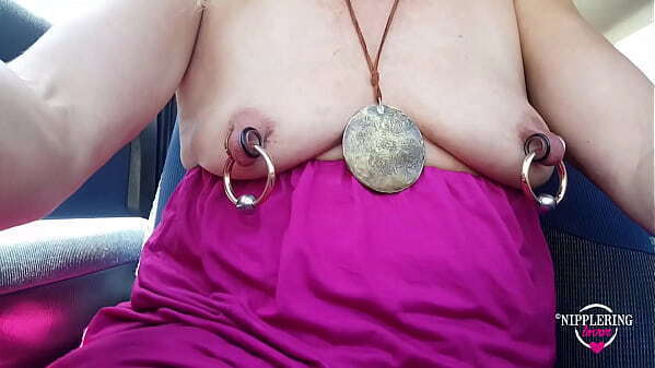 nippleringlover kinky mother flashing extreme pierced nipples pierced pussy sexy public street