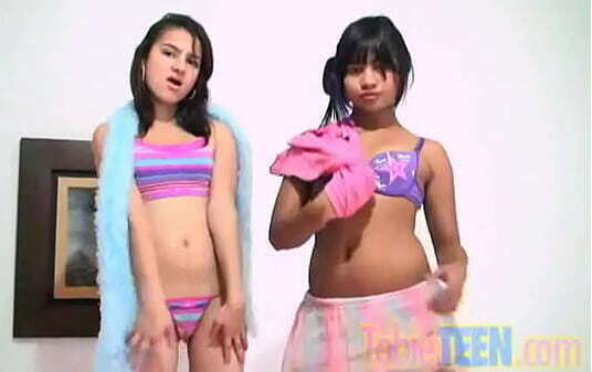 Playful lesbian teens stripping Tobie Teen