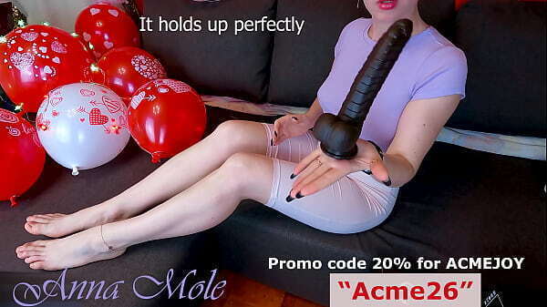 Testing toy, riding dildo deep white juice flows down profusely Mole