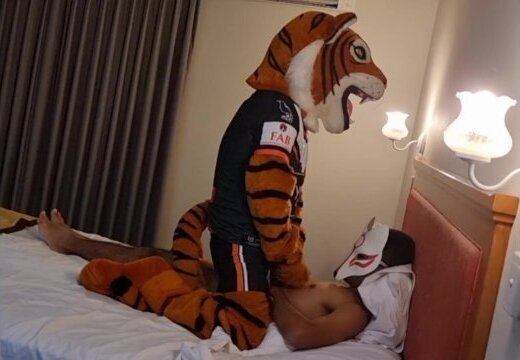 Tiger Mascot face fucks Fox