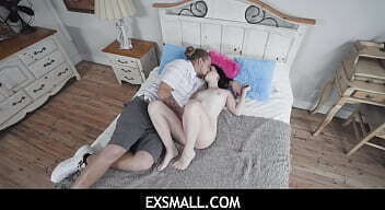 ExSmall Petite cutie Remi Jones listening music dancing around house when stud Logan Lucky starts playfully chasing