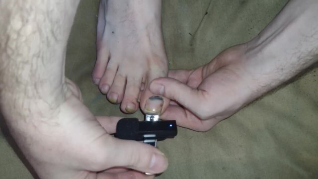 Clipping toenails while trying those noises