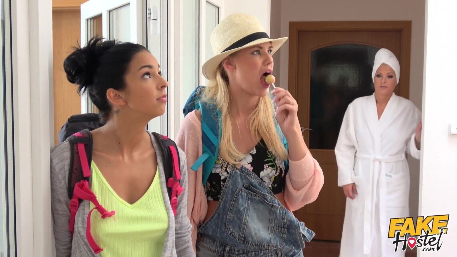 Cute teens lesbian landlady threesome