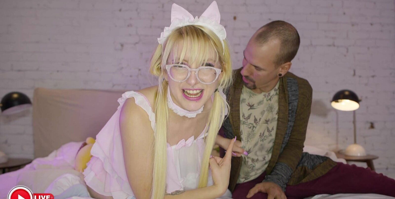 Blonde Stacie Doll enjoys while sucking man's manhood