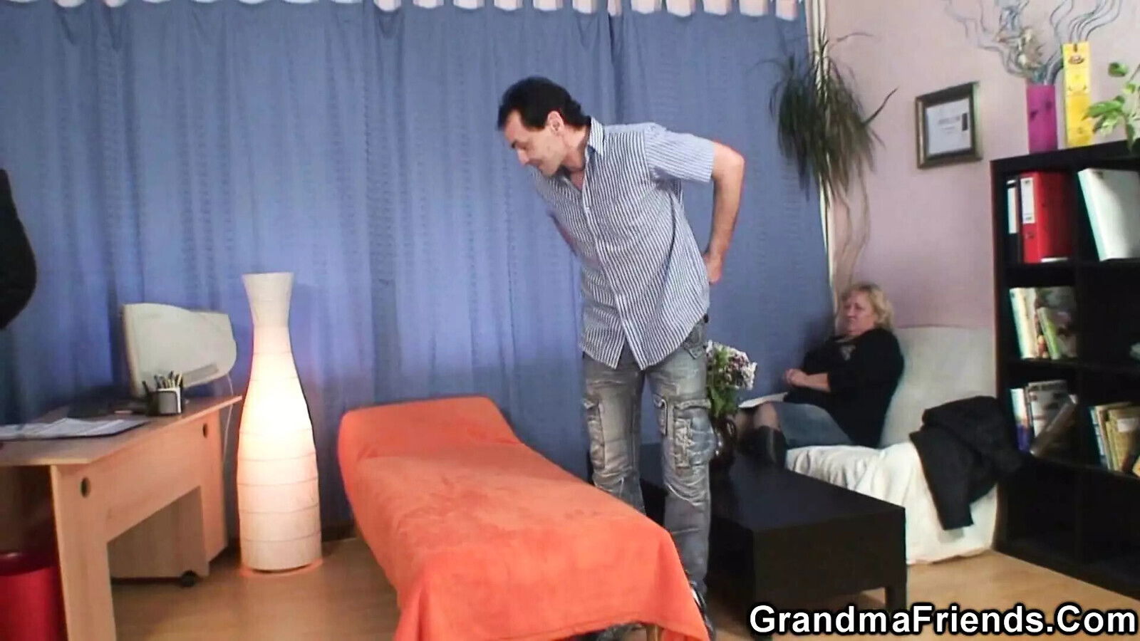 Very blonde grandma takes cocks once