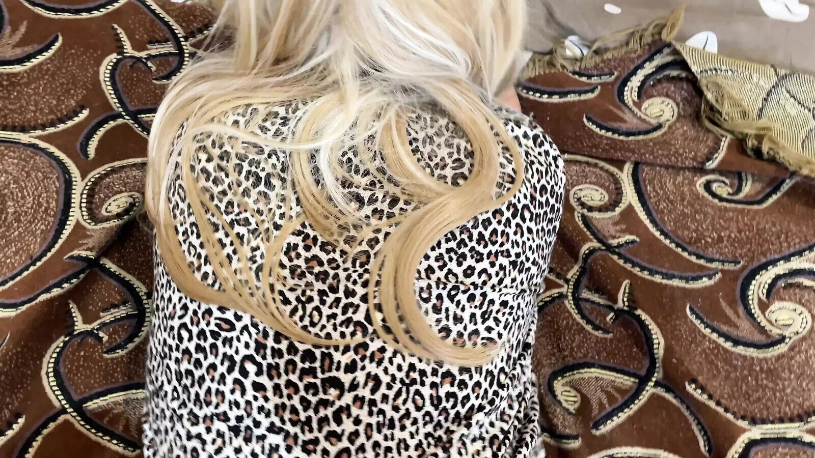 Blonde slut Alena transparent pantyhose fucks with stepson