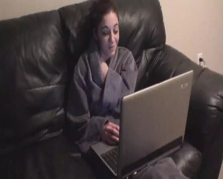 Slim German brunette pleasing dudes hard couch