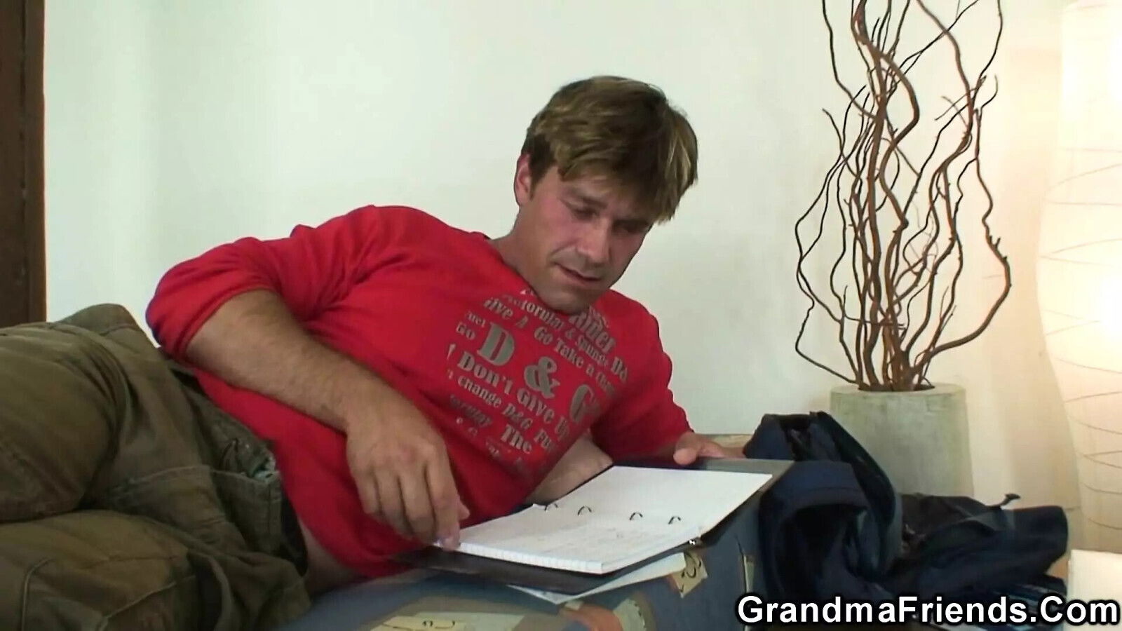 Very blonde granny double penetration