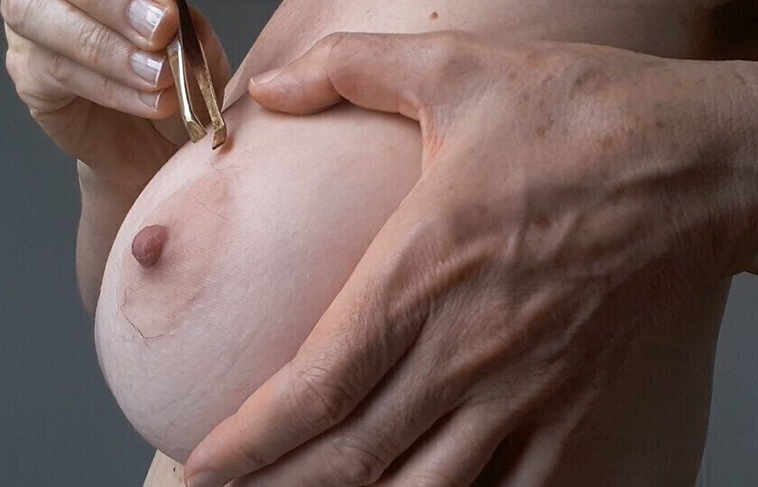 Boobs breast nipples ripping hair around halos