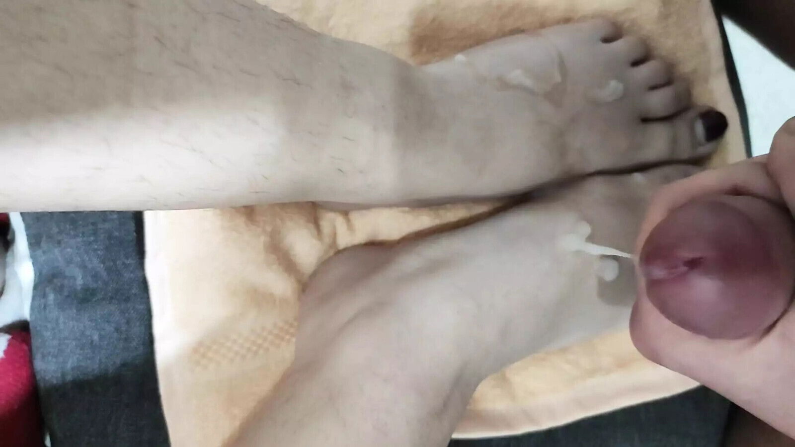 Cumming girlfriend feet touching dick foot fetish dirty talk part
